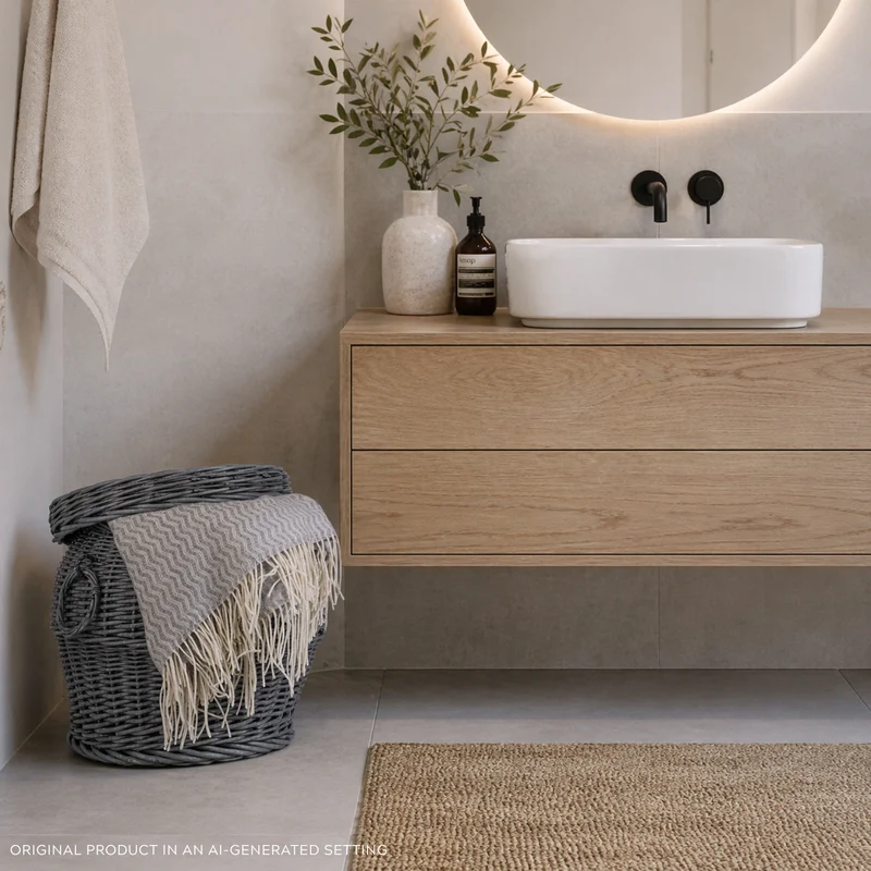 Marlis wicker laundry and storage basket with lid and handles TheWickerStories