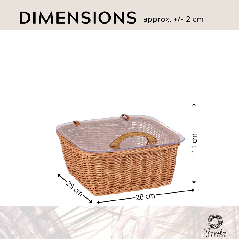 Laro wicker display basket for bread, bakery basket, bread box with lid TheWickerStories