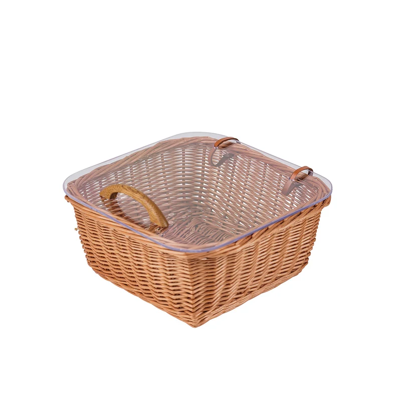 Laro wicker display basket for bread, bakery basket, bread box with lid TheWickerStories