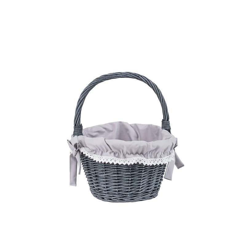 Winerissa wicker shopping basket with gray trim and handle from TheWickerStories