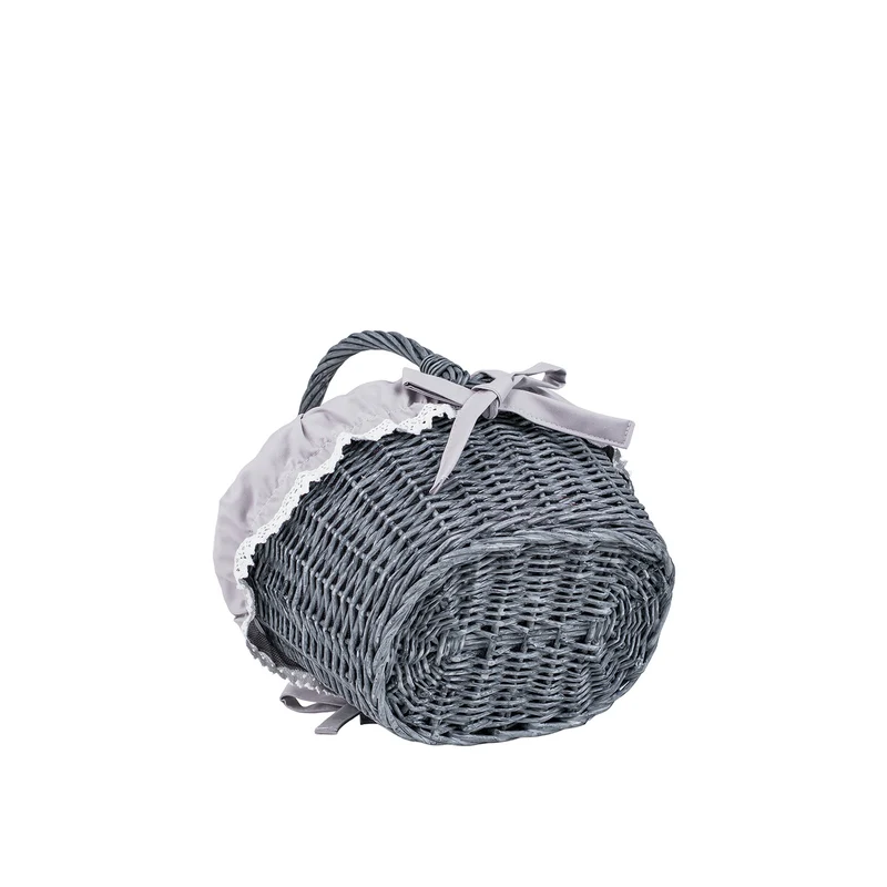 Winerissa wicker shopping basket with gray trim and handle from TheWickerStories