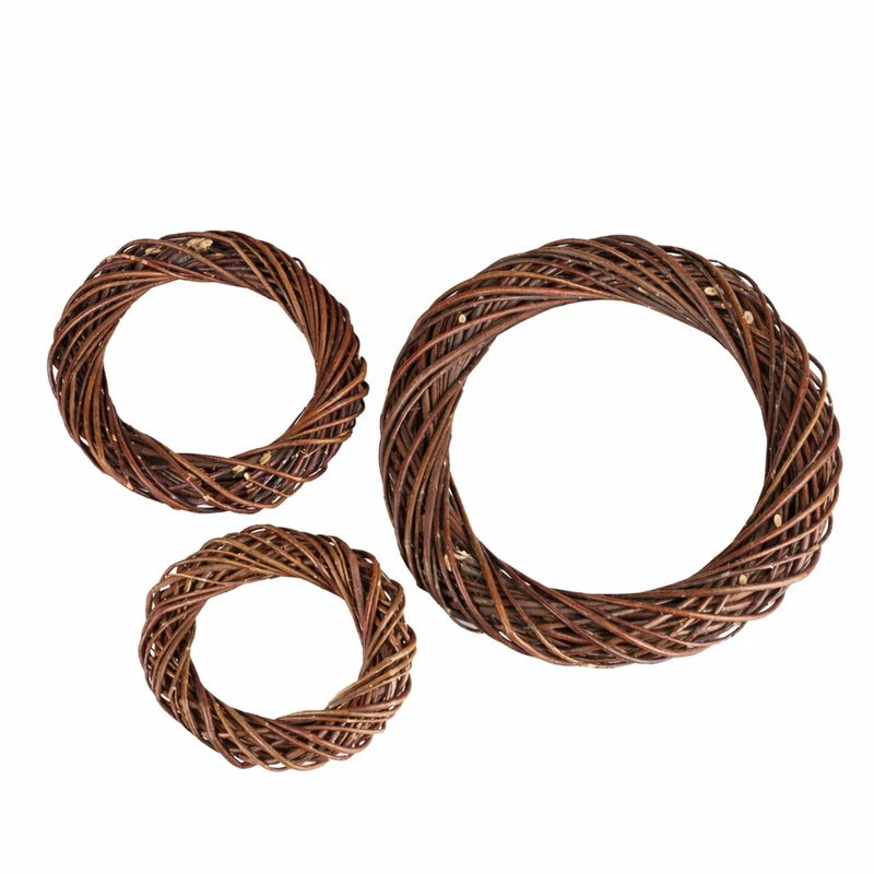 Viresto decorative wicker wreath for door and wall, set of 3 pieces TheWickerStories