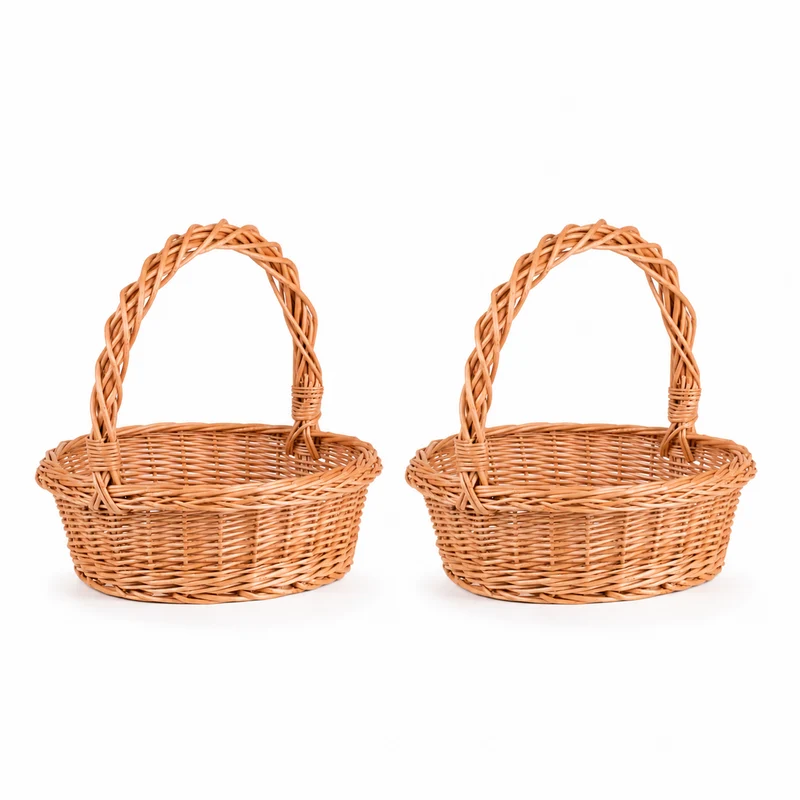 Zalvina wicker gift basket for celebrations with handle, set of 2 TheWickerStories