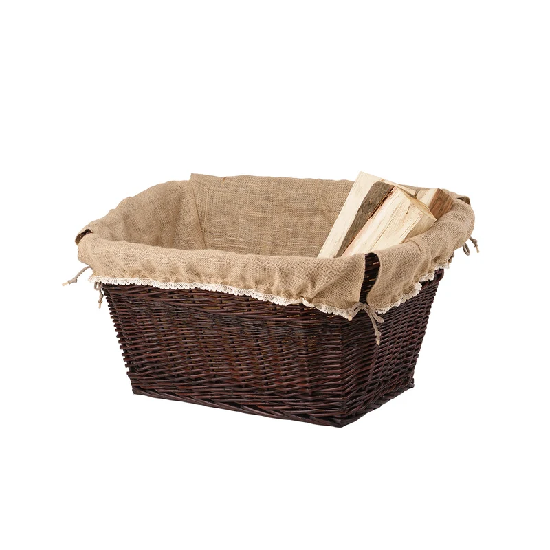 Mivella wicker firewood basket for fireplace with beige trim TheWickerStories