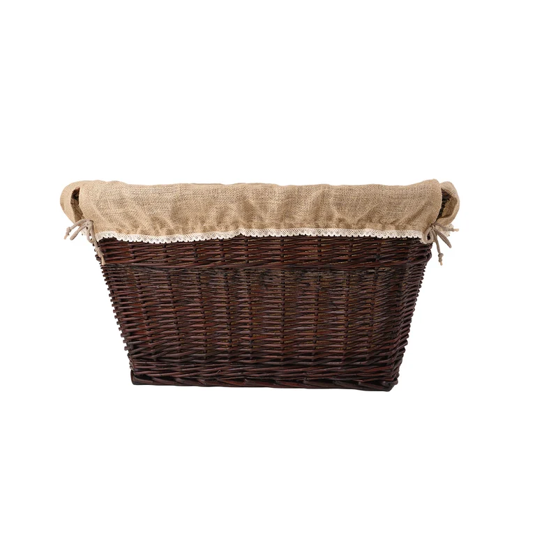 Mivella wicker firewood basket for fireplace with beige trim TheWickerStories
