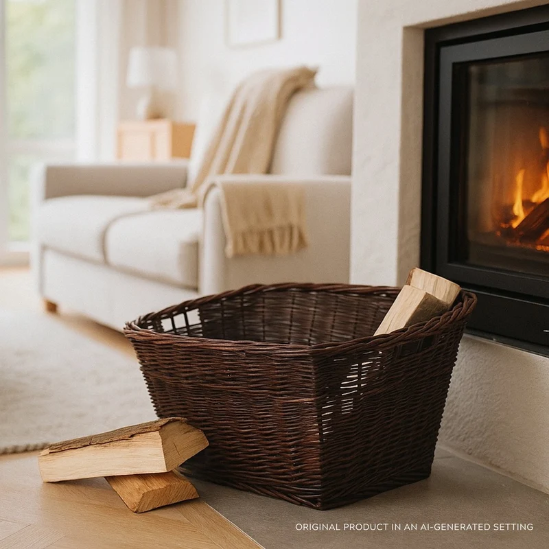Mivella wicker log basket for fireplace TheWickerStories