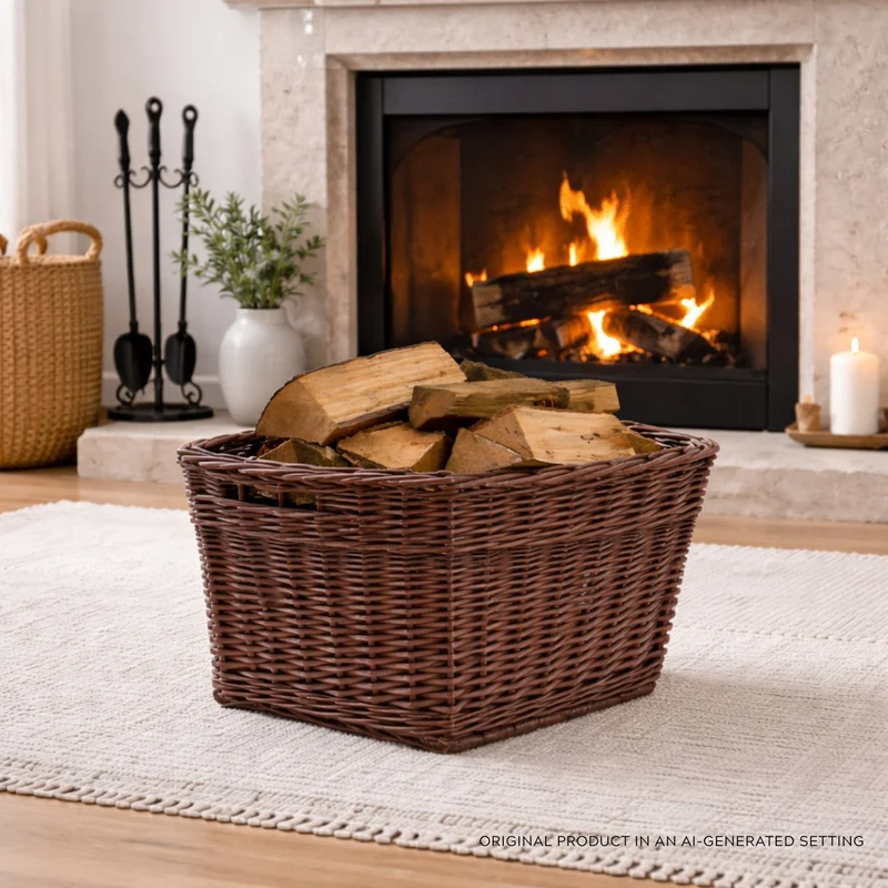 Mivella wicker log basket for fireplace TheWickerStories