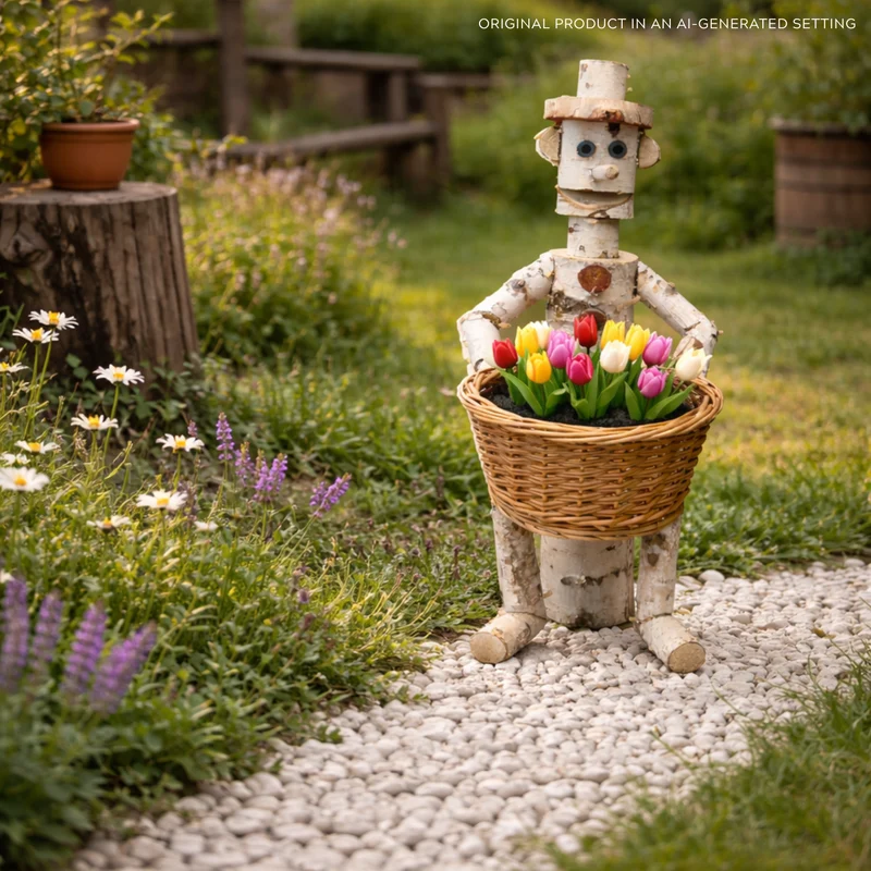 Lignum wooden decorative birch garden figurine TheWickerStories