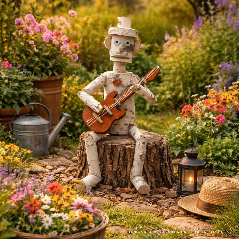 Lignum wooden decorative birch figurine for the garden TheWickerStories