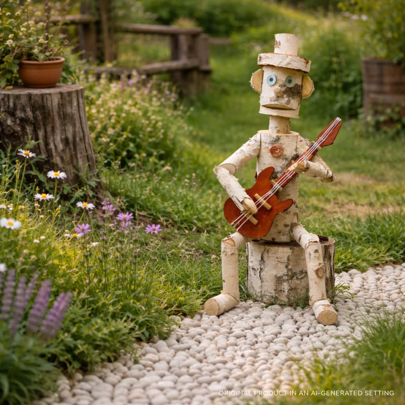Lignum wooden decorative birch figurine for the garden TheWickerStories