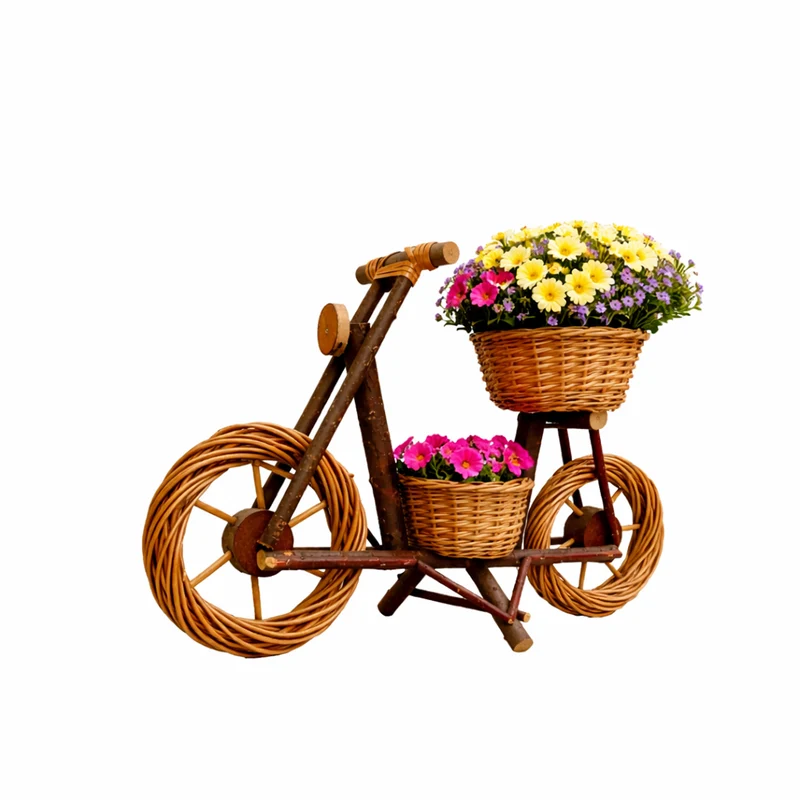 Lignum decorative figurine with garden plant pots TheWickerStories