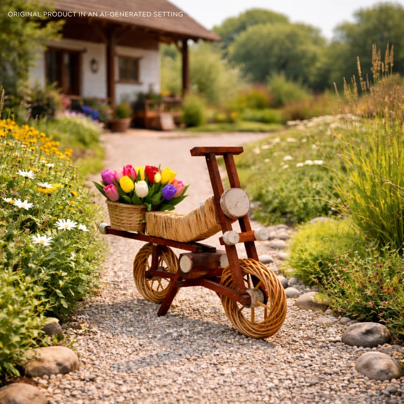 Lignum wicker decorative figurine with planter for the garden TheWickerStories