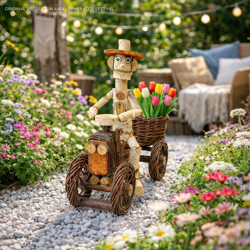 Lignum decorative wooden birch garden figurine by TheWickerStories