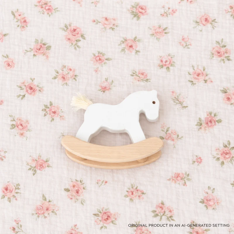 Parvus white wooden rocking horse - toy for children TheWickerStories