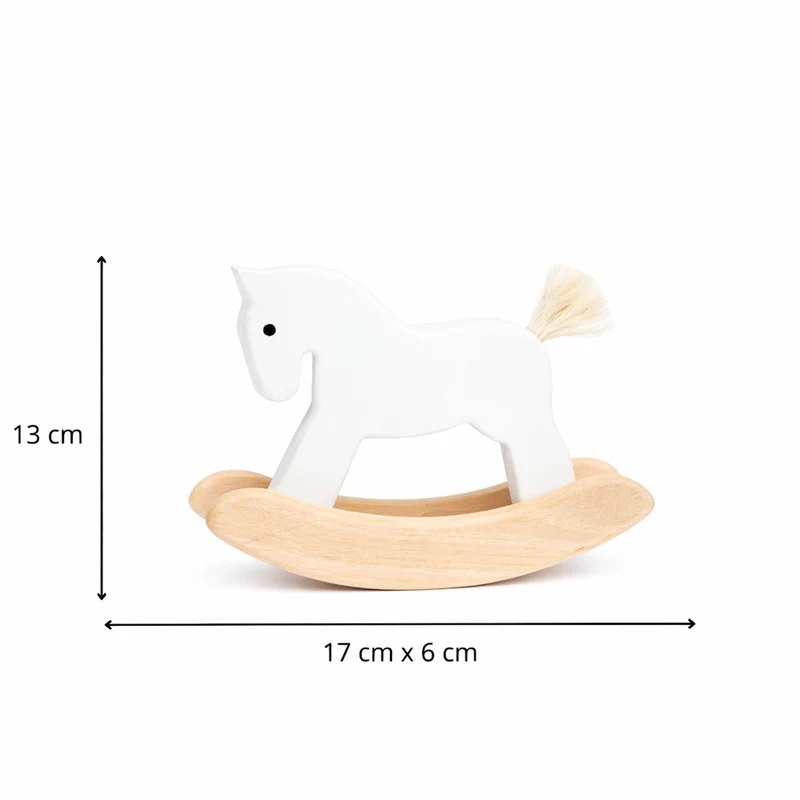 Parvus white wooden rocking horse - toy for children TheWickerStories