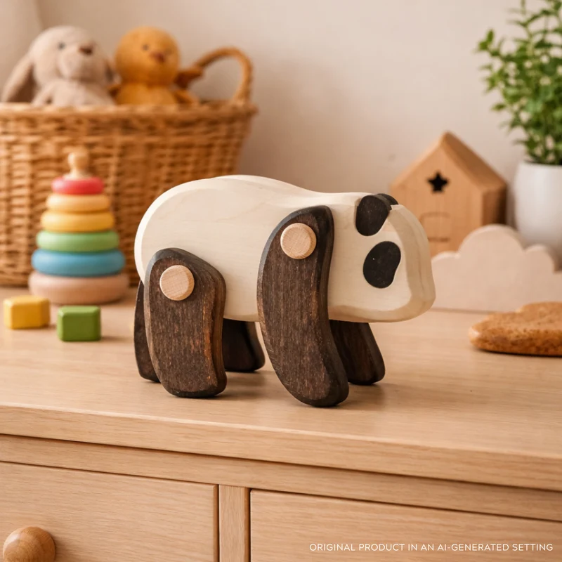 Pueri wooden panda - children's toy TheWickerStories