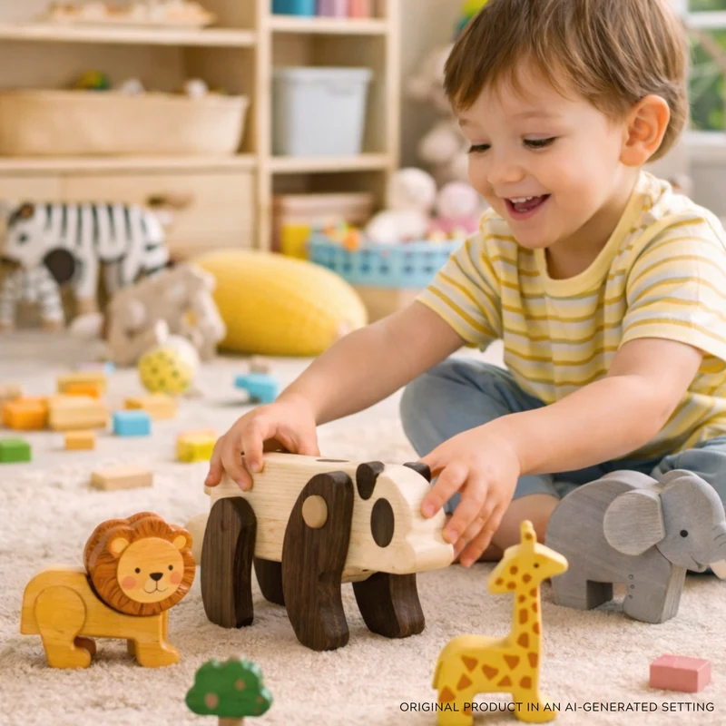 Pueri wooden panda - children's toy TheWickerStories