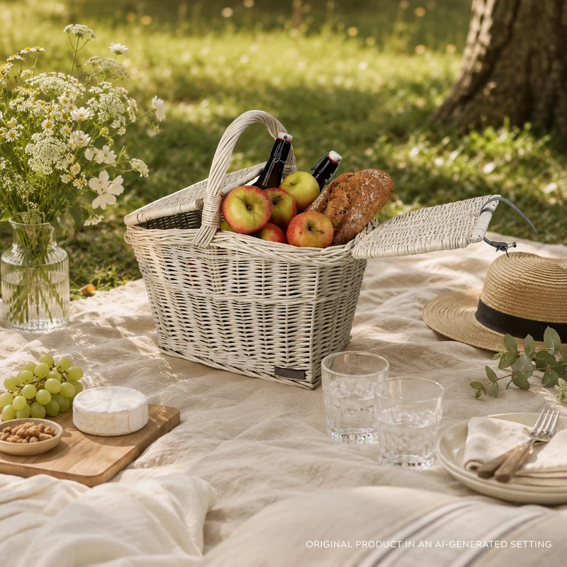 Kerria wicker picnic basket with lid and handle TheWickerStories
