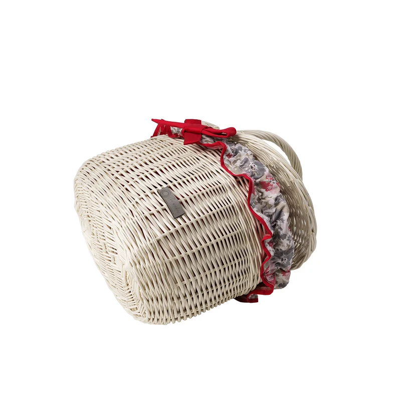 Werburga wicker shopping basket with red trim and handle TheWickerStories