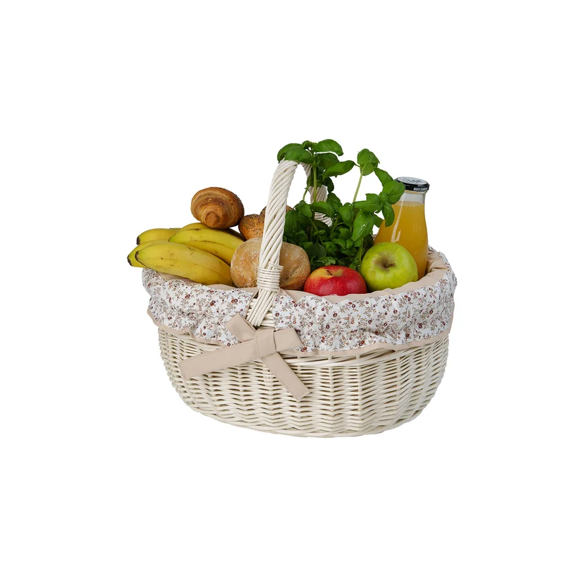 Werburga wicker shopping basket with beige trim and handle TheWickerStories