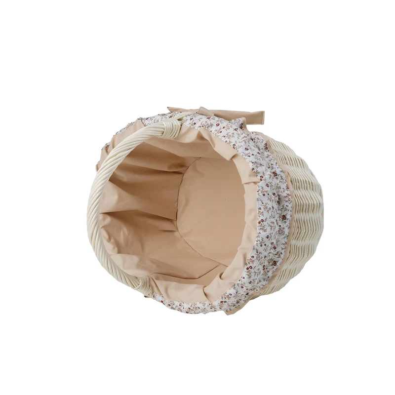 Werburga wicker shopping basket with beige trim and handle TheWickerStories