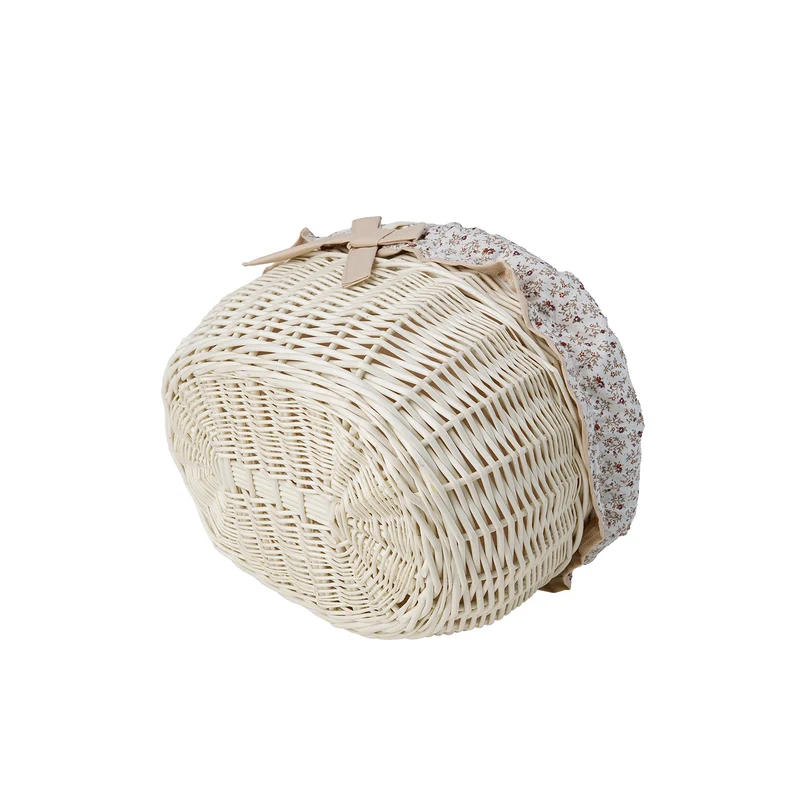 Werburga wicker shopping basket with beige trim and handle TheWickerStories