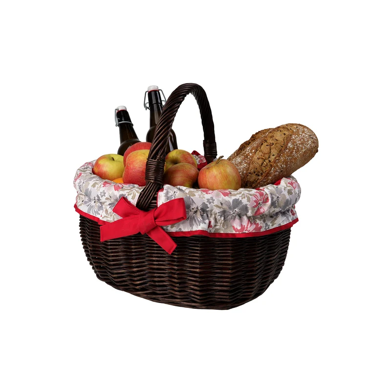 Werburga wicker shopping basket with red trim and handle TheWickerStories
