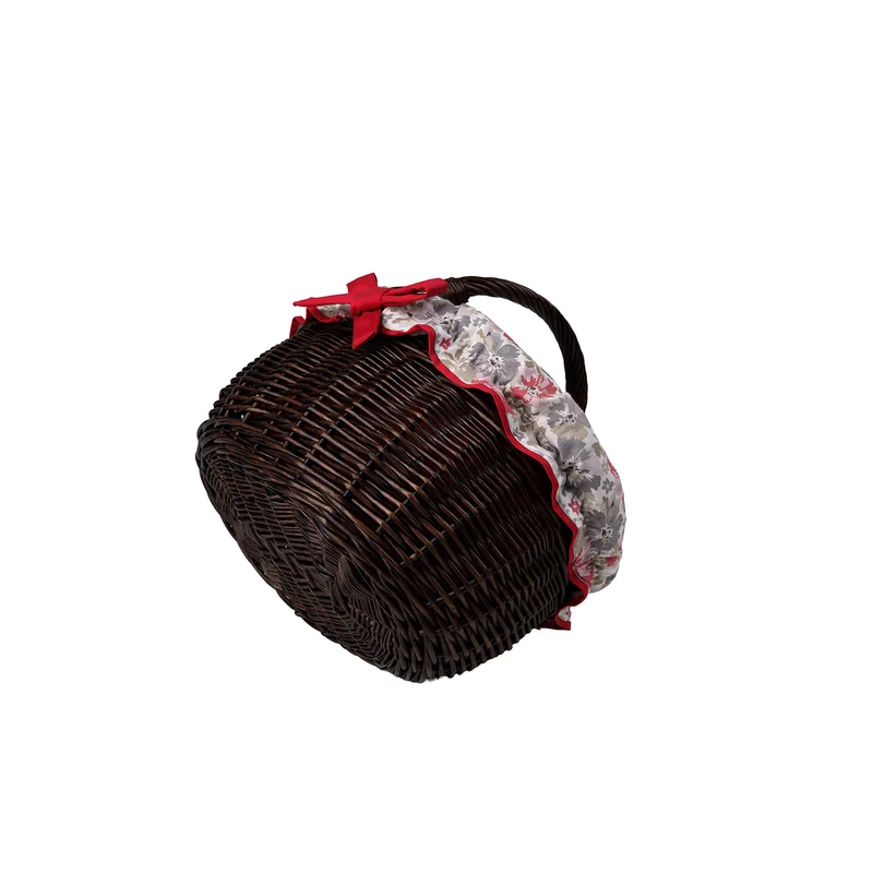Werburga wicker shopping basket with red trim and handle TheWickerStories