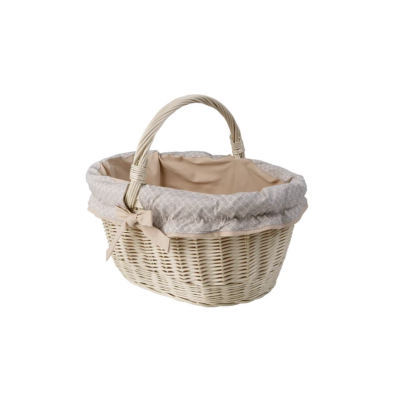 Walerissa wicker shopping basket with beige trim, with handle by TheWickerStories