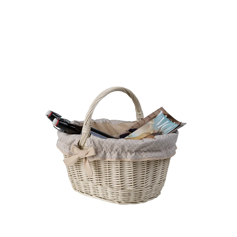Walerissa wicker shopping basket with beige trim, with handle by TheWickerStories