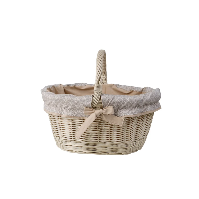 Walerissa wicker shopping basket with beige trim, with handle by TheWickerStories
