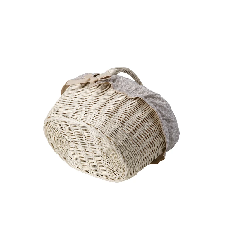Walerissa wicker shopping basket with beige trim, with handle by TheWickerStories