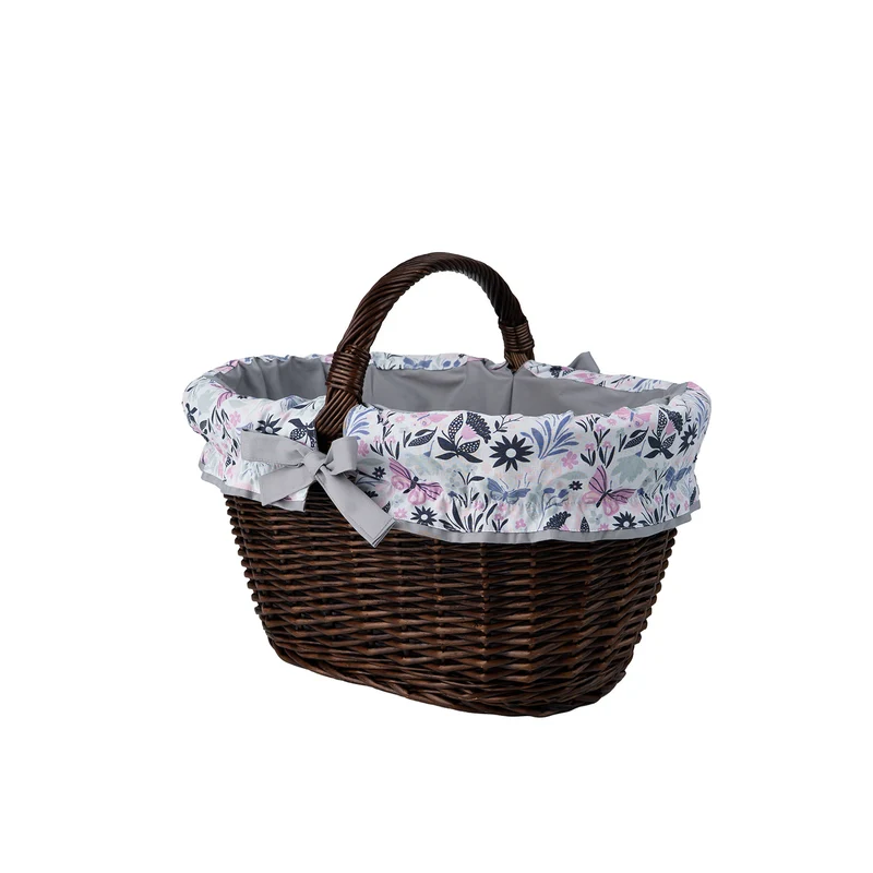 Walerissa wicker shopping basket with gray trim, with handle TheWickerStories