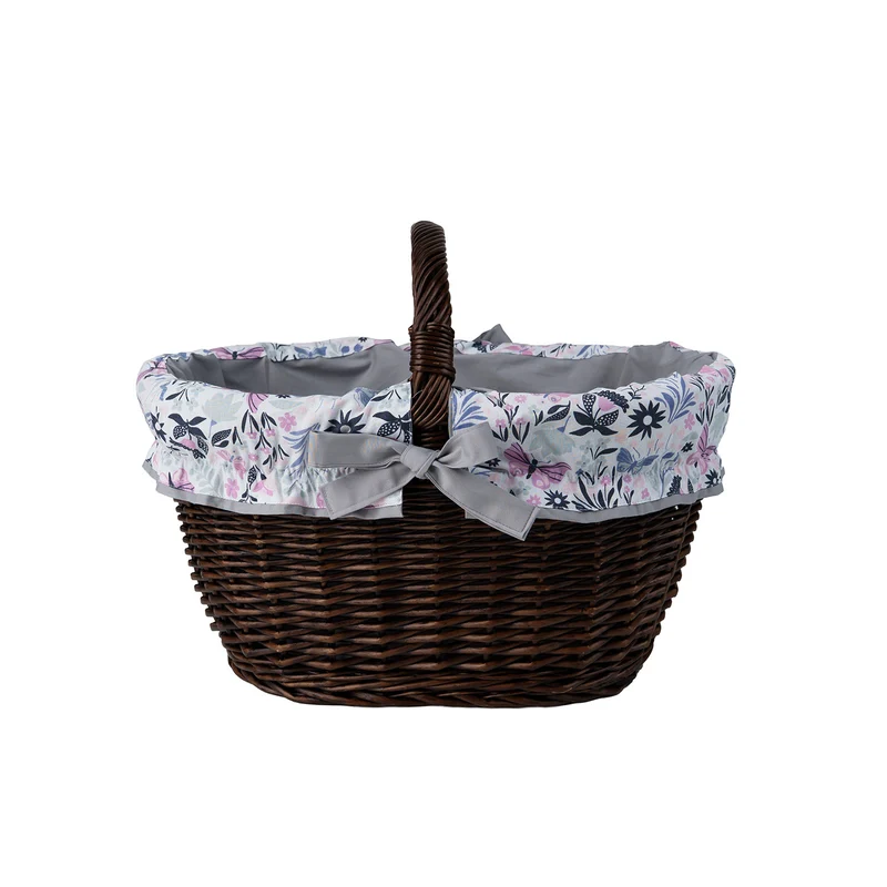 Walerissa wicker shopping basket with gray trim, with handle TheWickerStories