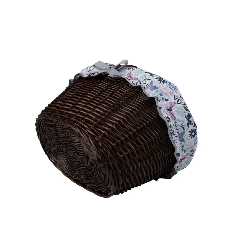 Walerissa wicker shopping basket with gray trim, with handle TheWickerStories