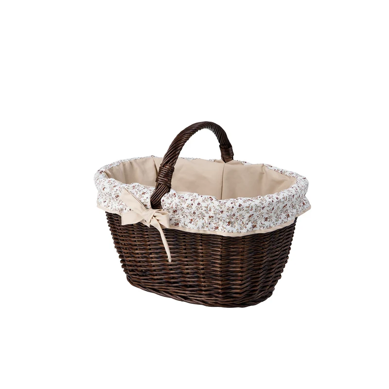 Walerissa wicker shopping basket with beige trim and TheWickerStories handle