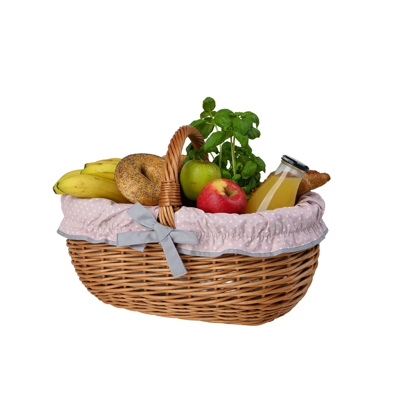 Felis wicker shopping basket with gray trim and handle TheWickerStories