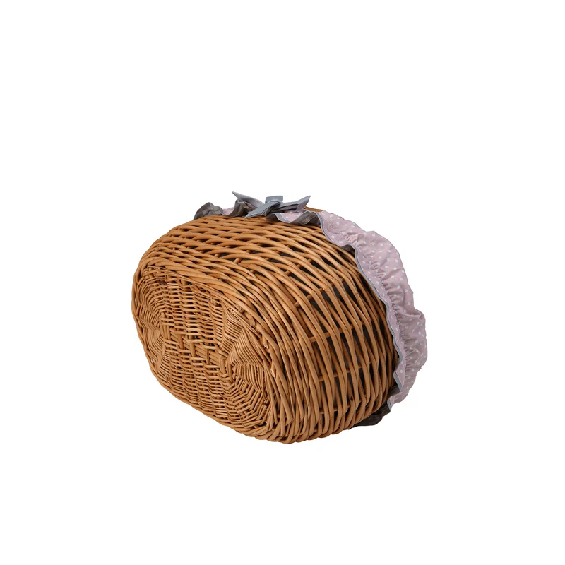 Felis wicker shopping basket with gray trim and handle TheWickerStories