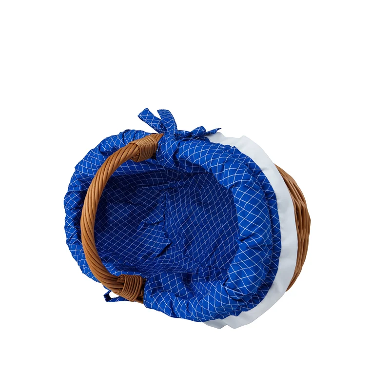 Felis wicker shopping basket with blue trim and handle TheWickerStories