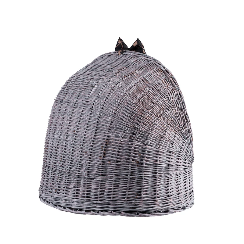 Elsa wicker pet house for cat and small dog with cushion TheWickerStories