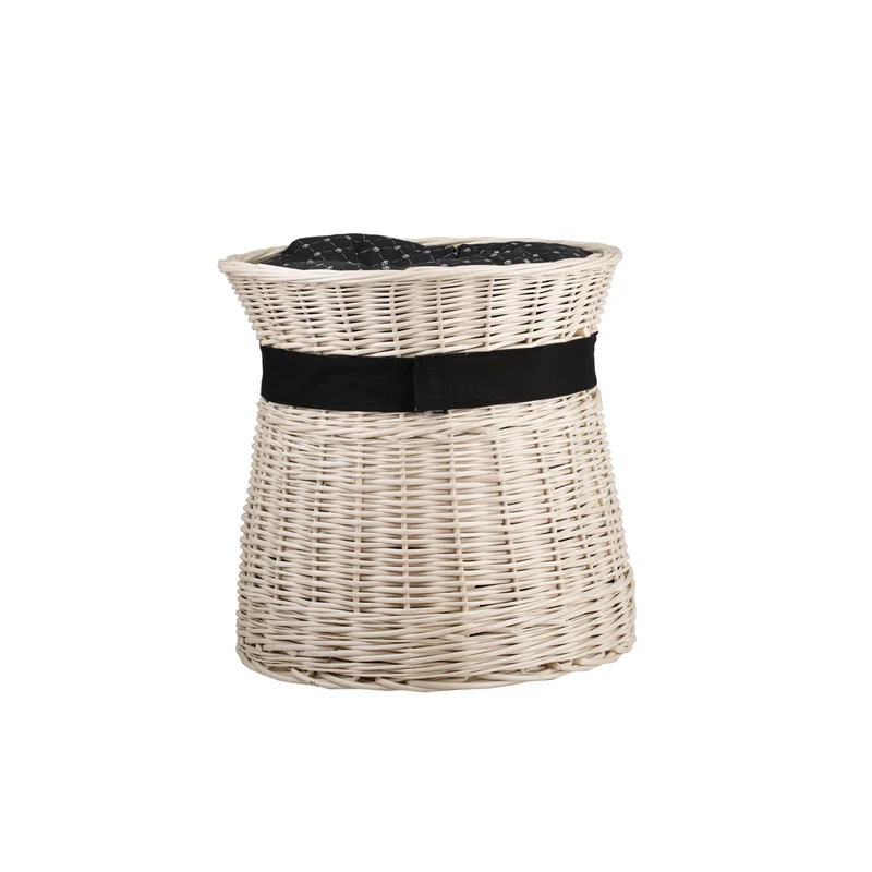 Eralis wicker cat house with cushions and a bow, two-story TheWickerStories