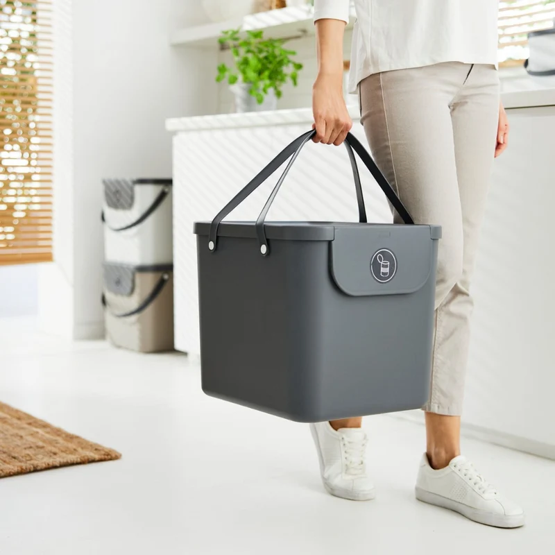 3er Set - ALBULA Recycling Müllsystem 40L - Anthrazit