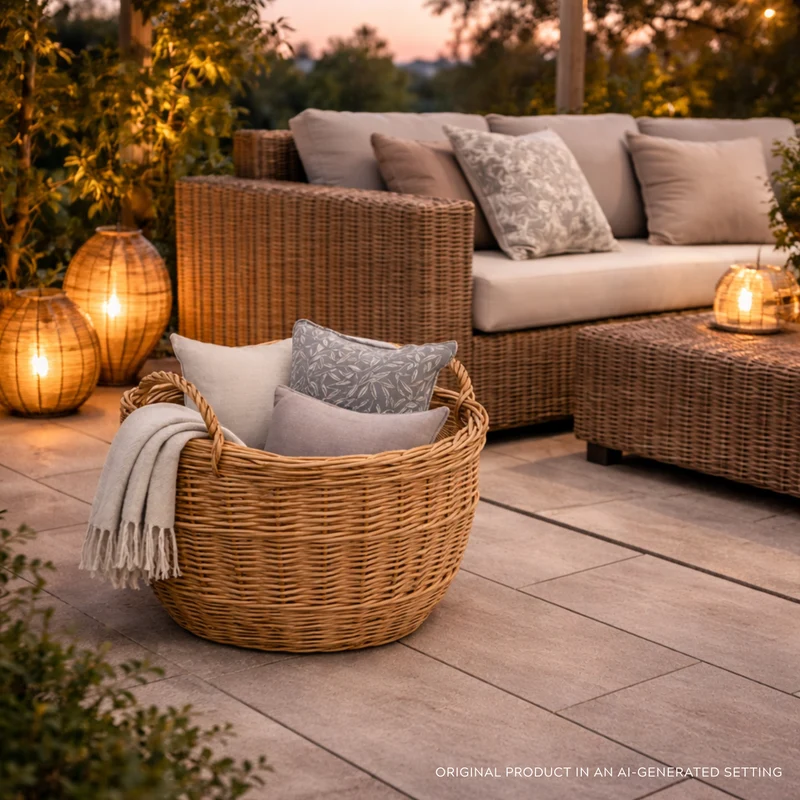 Viloria wicker garden basket for planting and decoration, with handles TheWickerStories