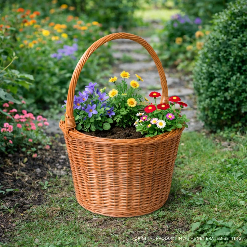 Zamia wicker garden basket for plants and decor TheWickerStories