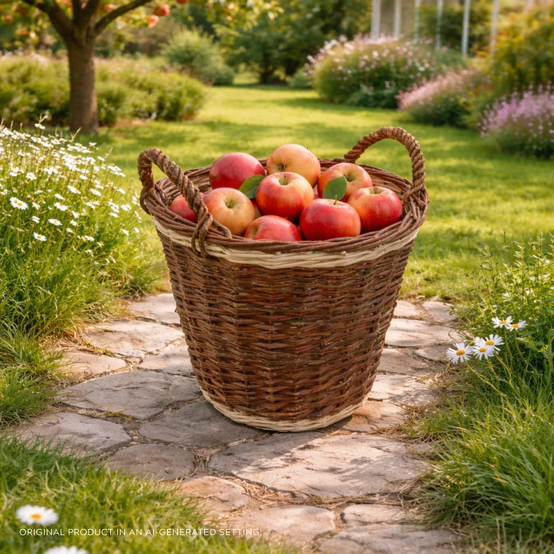 Vinea wicker garden basket for planting and decoration, with handles TheWickerStories