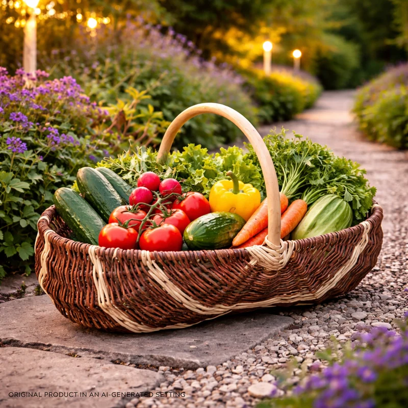 Vela wicker garden harvest basket with handle TheWickerStories