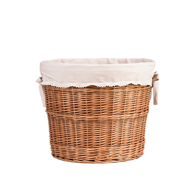 Balvina wicker baguette basket for bread display with beige trim TheWickerStories