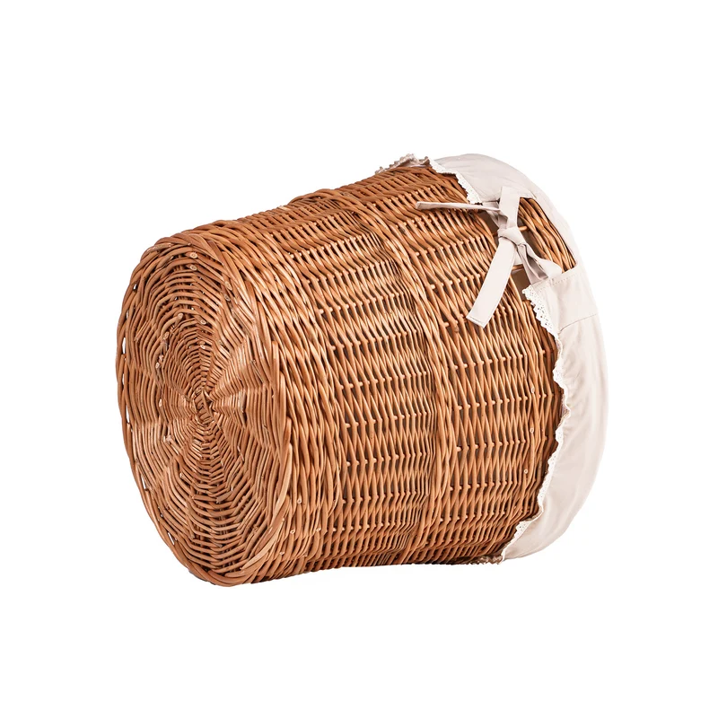 Balvina wicker baguette basket for bread display with beige trim TheWickerStories