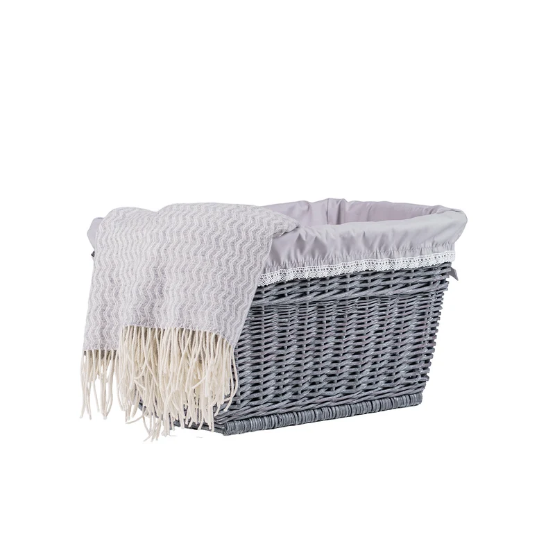 Mivella wicker storage basket with gray trim TheWickerStories
