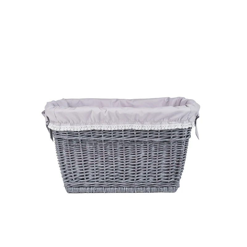 Mivella wicker storage basket with gray trim TheWickerStories